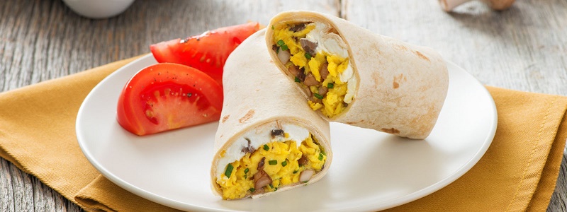 Egg and mushroom burrito