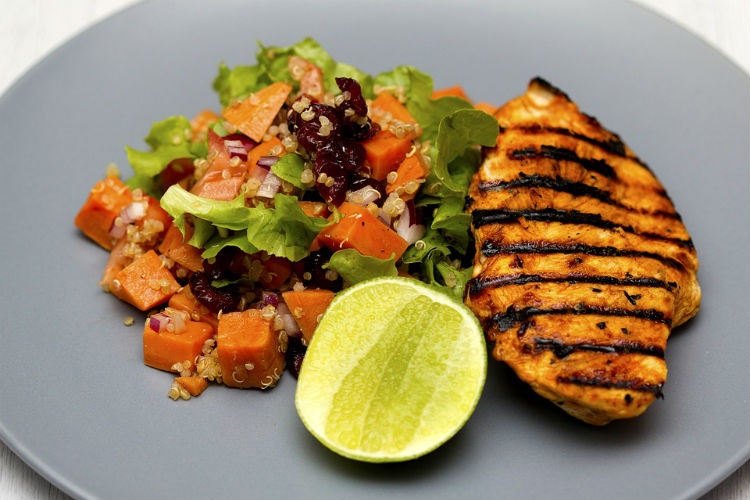 Orange chicken with protein quinoa